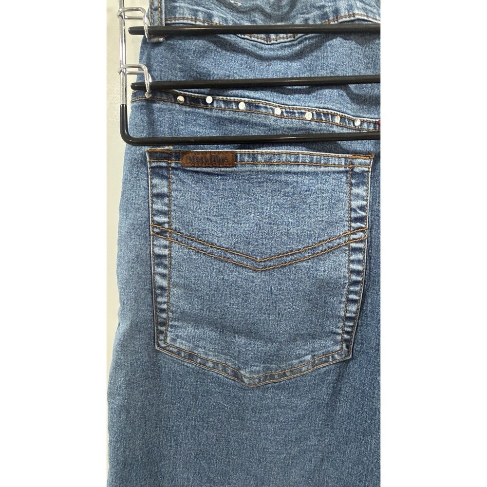 Moto Blue Graphic Jeans Size 17/18 Capris American Flag Womens - Picture 10 of 12